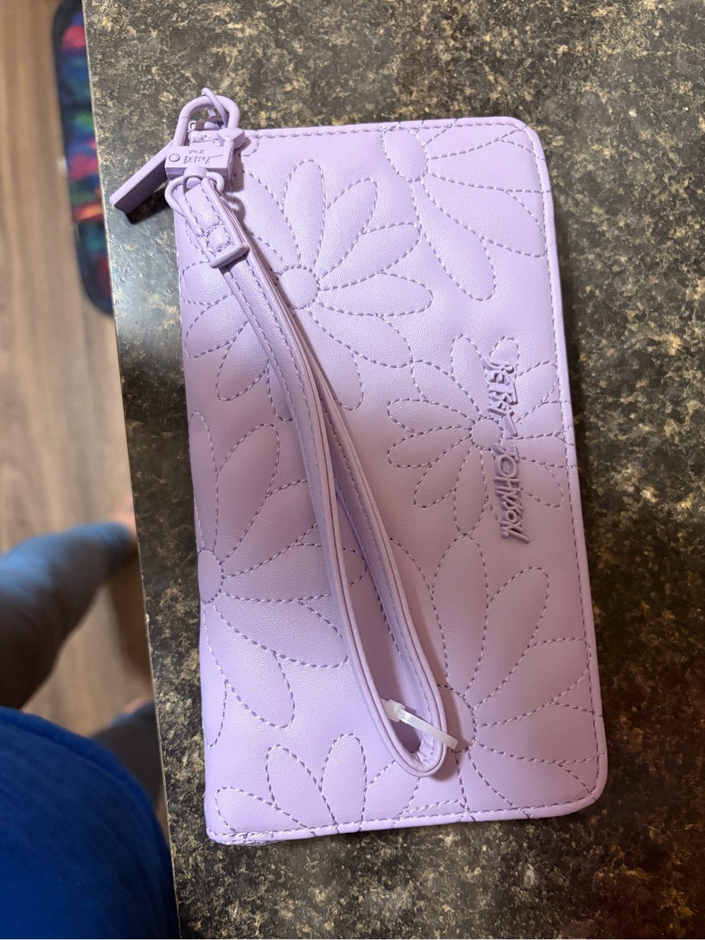 Betsey Johnson Lavender Quilted Floral Wristlet